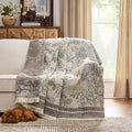 jinchan Boho Floral 100% Cotton Blanket 4-Layer Throw Blanket with Tassel Grey and White Flower Butterfly Soft Luxury Rustic Farmhouse Decor Blanket for Couch Bed 60x80 inch All Season Gift for Women-Ruum Studio Home