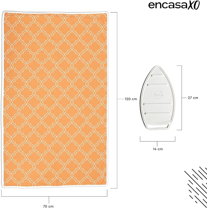 Encasa XO Ironing Mat/Pad (Large 48"x28") with 3mm Padding & Silicone Iron Rest for Steam Pressing on Tabletop or Bed - Heat Resistant, Portable, Quilting & Travel Blanket - Peach Tiles-Ruum Studio Home