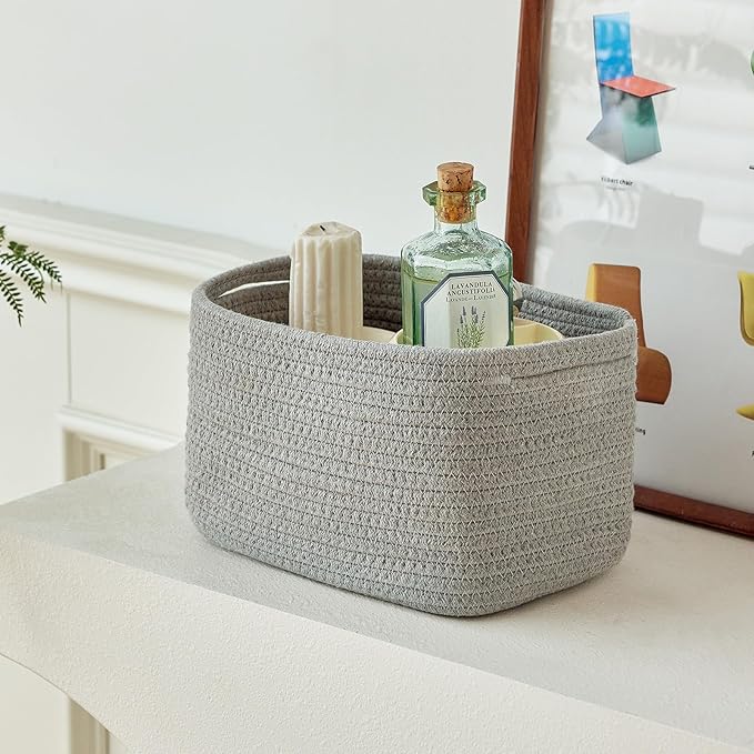 Small Baskets Set of 3-11"x7"x7" Perfect Toy Baskets for Storage, Ideal Storage Basket for Cube, Towels, and More - Basket for Shelves （Grey)-Ruum Studio Home
