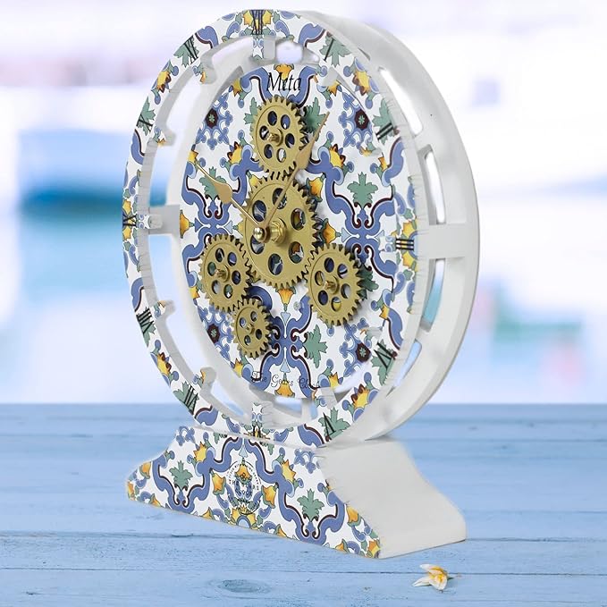 The Gears Clock Wall Clock Italy Collection with Moving Gears (Meta, 10 inch Round)-Ruum Studio Home