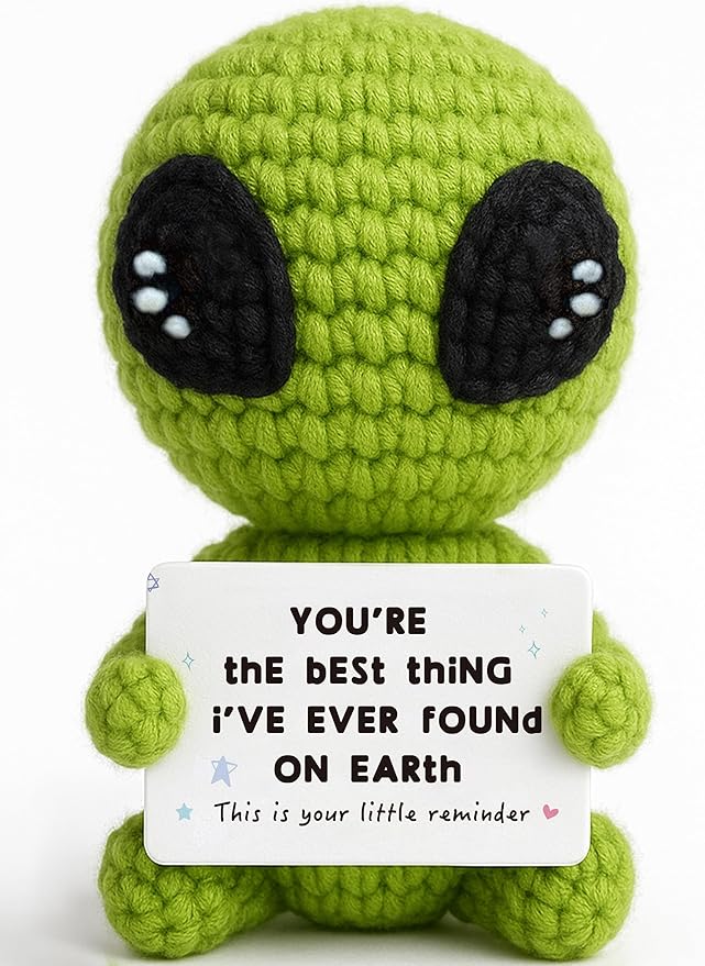 Unique Crochet Alien Decor Gift for Boyfriend, Girlfriend, Anniversary, Valentine's Day, Birthday, Christmas Funny Romantic Gifts for Him Her to My Love Presents-Ruum Studio Home