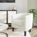 BELLEZE Accent Barrel Chair, Linen Round Chair Club Tub Sofa Corner Chair with Flared Legs and Cozy Soft Padding for Living Room Bedroom Waiting Room - Teddy White-Ruum Studio Home