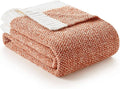 Snuggle Sac Orange Fall Blanket Twin Size, Oversized Soft Warm Cozy Knit Bedding Blanket, Luxurious Microfiber Blankets for Bed, Orange, 60x80 inches-Ruum Studio Home
