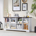 Farmhouse 8 Cube Bookshelf, White Storage Organizer Bookcase, Kids Toy Storage Cabinet, Long Bookshelves Storage Organizer Shelf, Wood Display Cabinet Book Shelves for Bedroom,Living Room,Office-Ruum Studio Home