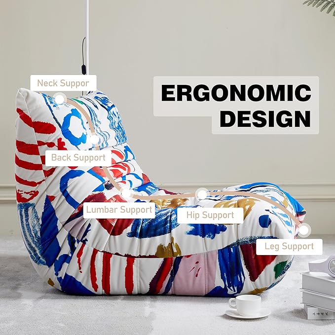 Bean Bag Chair, Fireside Chair Bean Bag Sofa Large Bean Bag Chair for Adults, Bean Bag Chairs for Teens with High Density Comfortable Foam, Memory Foam Bean Bag for Living Room, Bedroom (Multicolor)-Ruum Studio Home