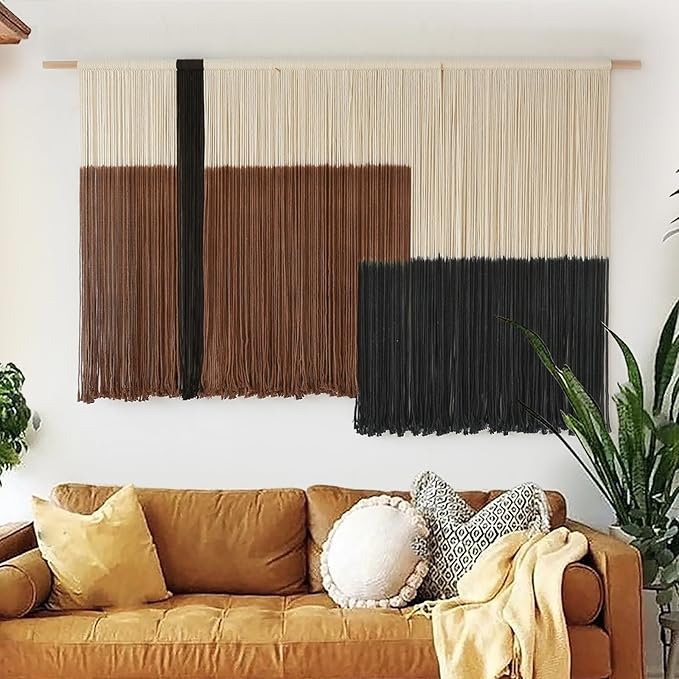 Macrame Wall Hanging Large Dip Dye Tapestry Fiber Wall Art Boho Bedroom Décor 57''W*35''L-Ruum Studio Home