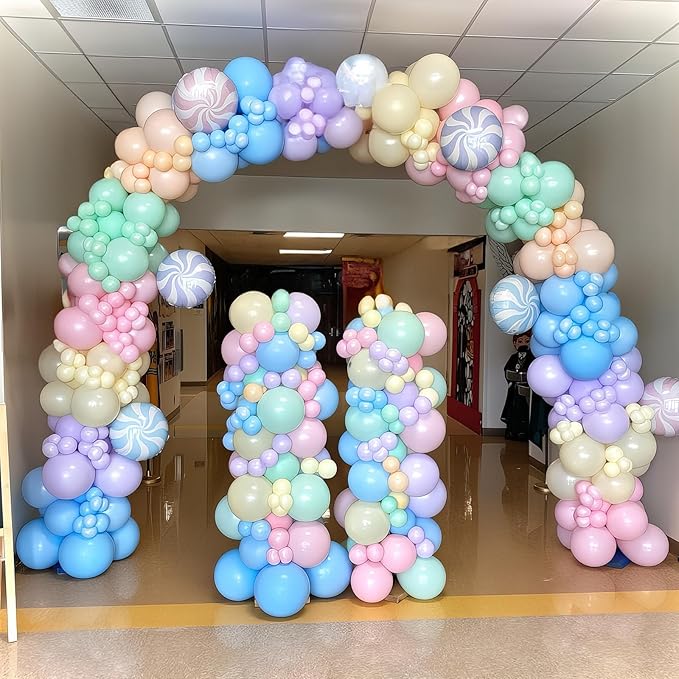 Pastel Balloons 12 Inch Macaron Pink Blue Green Purple Yellow Pastel Rainbow Latex Balloon with Colorful Confetti Party Balloons for Easter Birthday Baby Shower Bridal Wedding Party Decoration-Ruum Studio Home