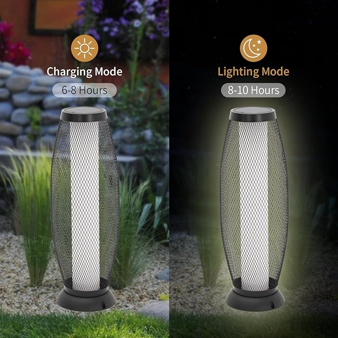Patio Solar Light Flickering Flame Solar Lamps Hollow Out Waterproof Outdoor Lantern Metal Decorative Lights for Deck Porch Yard-Ruum Studio Home
