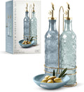 COOK WITH COLOR Glass Olive Oil Bottle Dispenser - 2 Pack- 17oz Oil and Vinegar Cruet - Olive Oil Carafe Decanter for Kitchen-Ruum Studio Home