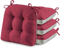 puredown® Chair Cushions for Dining Chairs, Tufted Memory Foam Chair Pads with Non-Slip Backing, Kitchen Seat Cushions with Ties, Washable Pads Set of 4, 15.5" x 15.5" x 4", Wine-Ruum Studio Home