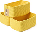 Small Storage Baskets for Organizing | Closet Organizer Bins | Shelf Toy Basket | Woven Rope Baskets | Cube Decorative Box | Shallow Basket | 13x8.5x5.1” | 3 Packs Yellow-Ruum Studio Home