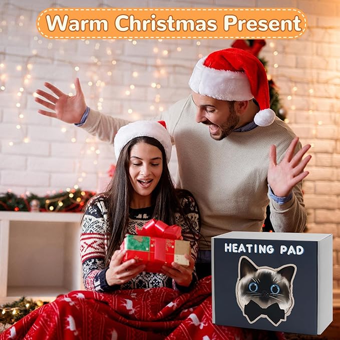 Microwave Heating Pad for Pain Relief, 17" x 9" Microwavable Heating Pads for Cramps, Back Pain, Neck Shoulder, Muscles, Knee, Joints, Natural Heat Pack Moist Heat, Gray Tabby Cat-Ruum Studio Home