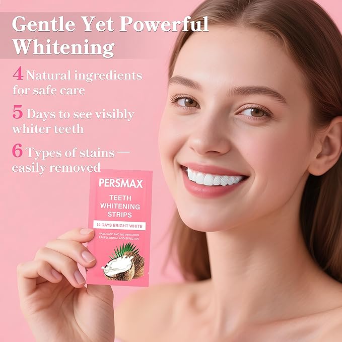 Teeth Whitening Strips for Sensitive Teeth Enamel Safe Smile Whitening Kit, 28 Strips 14 Treatments, No-Slip Remove Coffee Wine Smoking Stains Professional-Ruum Studio Home