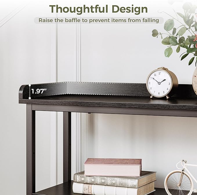 IRONCK Console Table, Sofa Table with Power Outlet, Farmhouse Hallway Table for Entryway, Living Room, Height Adjustable, Easy Assembly, Vintage Black, 43"-Ruum Studio Home