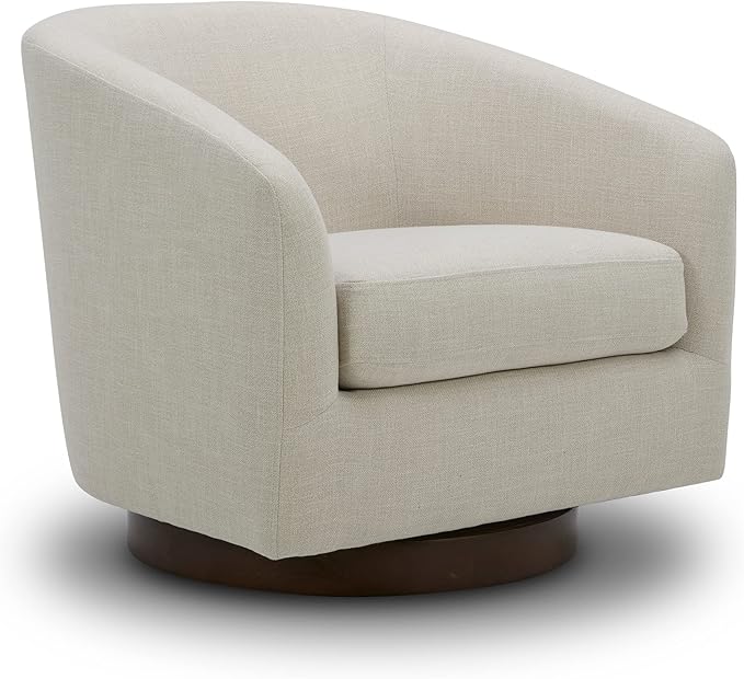 CHITA Swivel Accent Chair, FSC Certified Upholstered Fabric Barrel Chair for Living Room, Fully Assembled, Linen-Ruum Studio Home