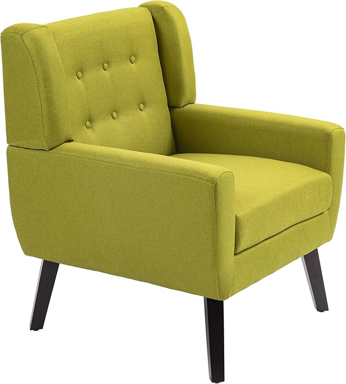 UIXE Accent Chairs Set of 2, Modern Upholstered Arm Chair, Mid-Century Club Armchair Comfy Single Lounge Sofa Button Tufted Living Room Reading Seat Bedroom Side Sitting for Home Office,Green-Ruum Studio Home