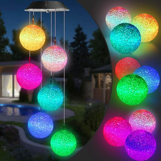 Toodour Solar Wind Chime, Color Changing Ball Wind Chimes, LED Decorative Mobile, Gifts for Mom Grandma, Waterproof Outdoor Solar Lights for Garden, Patio, Party, Yard, Window, Outdoor Decorations-Ruum Studio Home