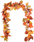 DearHouse 2 Pack Fall Garland Maple Leaf, 5.9Ft/Piece Hanging Vine Garland Artificial Autumn Foliage Garland Thanksgiving Decor for Home Wedding Fireplace Party Christmas (Orange)-Ruum Studio Home