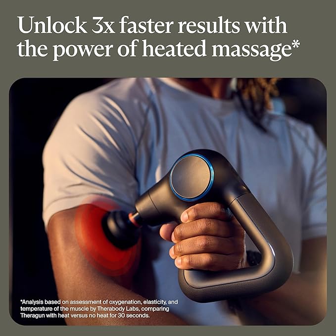 TheraGun Therabody Prime Plus Heated, Powerful Massage Gun for Enhanced Warm-Up & Workout Recovery - Quiet Deep Tissue Massager for Body and Back Pain Relief - Leg & Back Massager with Heat-Ruum Studio Home