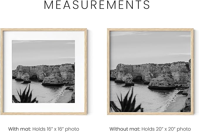 HAUS AND HUES 20x20 Picture Frames Set of 9 - Square Frames 20x20, Picture Gallery Wall Frame Set, 20x20 Frames for Poster, 9 Set of Frames for Gallery Wall, Square Picture Frames (Beige Oak Frames)-Ruum Studio Home