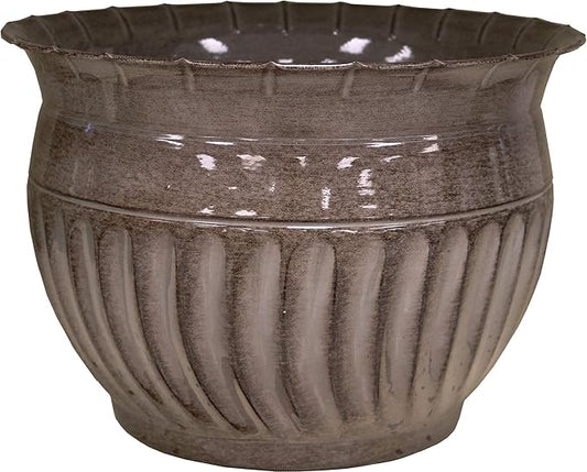 Headwind 10" Sutton - Rosewood Brown, Ironstone Metal Planter Pot. Indoor Outdoor Use-Ruum Studio Home