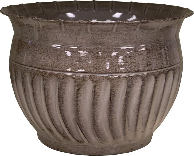 Headwind 12" Sutton -Rosewood Brown, Ironstone Metal Planter Pot. Indoor Outdoor Use-Ruum Studio Home
