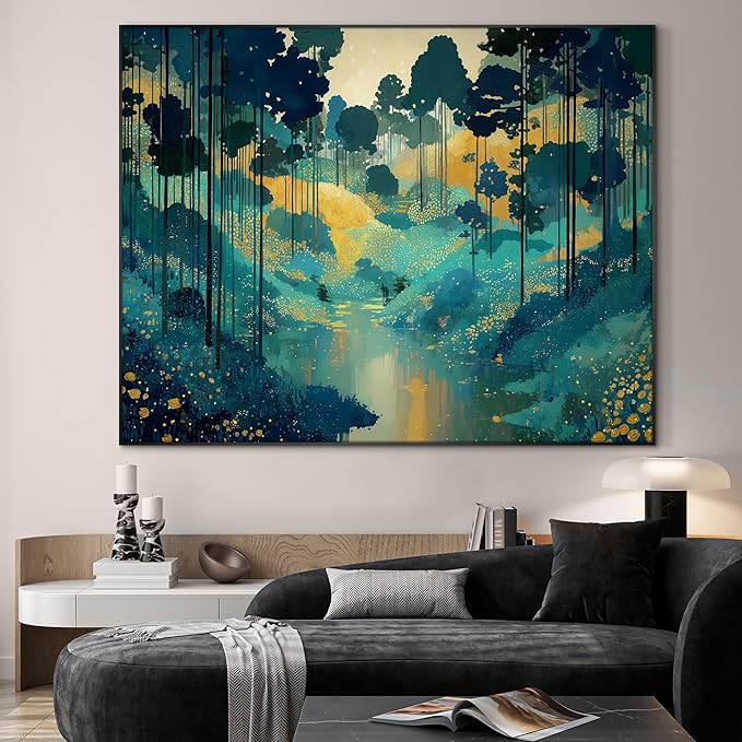 SIGNWIN 46"x60" Extra Large Framed Wall Art Whimsical Fantasy Forest, Vibrant Nature Landscape for Home Living Room Bedroom Decor (Frame Assembly Required)-Ruum Studio Home