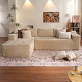 ovios 104" Cloud Sectional Couch with L-Shape Chaise,Modern Modular Sofa with Deep Seat, Upholstered Couches for Living Room Bedroom,No Assembly Required, Beige (Plush Corduroy Fabric)-Ruum Studio Home