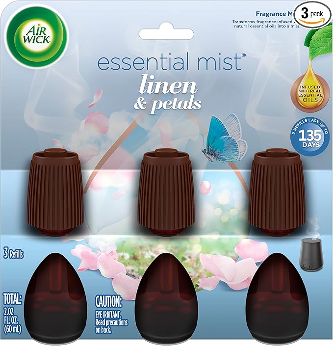 Air Wick Essential Mist Refill, 3ct, Linen & Petals, Air Freshener, Essential Oils-Ruum Studio Home