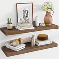 36 Inch Floating Shelves, 12 Inch Deep Floating Shelves for Wall, Floating Shelf with Invisible Brackets, Deep Shelves for Bathroom, Bedroom, Living Room, 2 Pack, Walnut-Ruum Studio Home