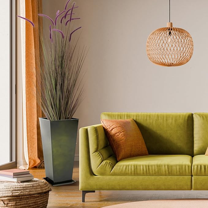 KOL Artificial 5ft 2-Pack Horsetail Reed Grass, 59in Tall Artificial Indoor Outdoor Fake Grass Plant, Home Office Décor Artificial Plants in Pot Faux Plant Greenery, Wedding Decor, Purple-Ruum Studio Home