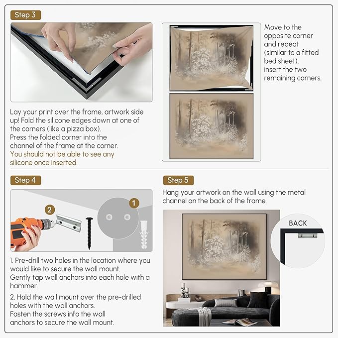 SIGNWIN 36"x46" Extra Large Framed Wall Art Misty Forest in Sepia Tones, Watercolor Woodland Landscape for Home Living Room Bedroom Decor (Frame Assembly Required)-Ruum Studio Home