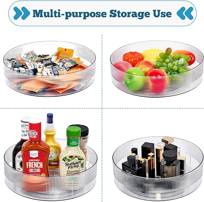 FreshKeeper Plastic Lazy Susan Organizer, Clear Pantry Lazy Susan Turntable for Cabinet and Kitchen 11’’-Ruum Studio Home