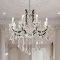 Modern Crystal Chandeliers, Black Chandelier Light Fixtures, 29''Candle Chandeliers for Staircase Hallway Living Room Entryway, 8 Lights-Ruum Studio Home