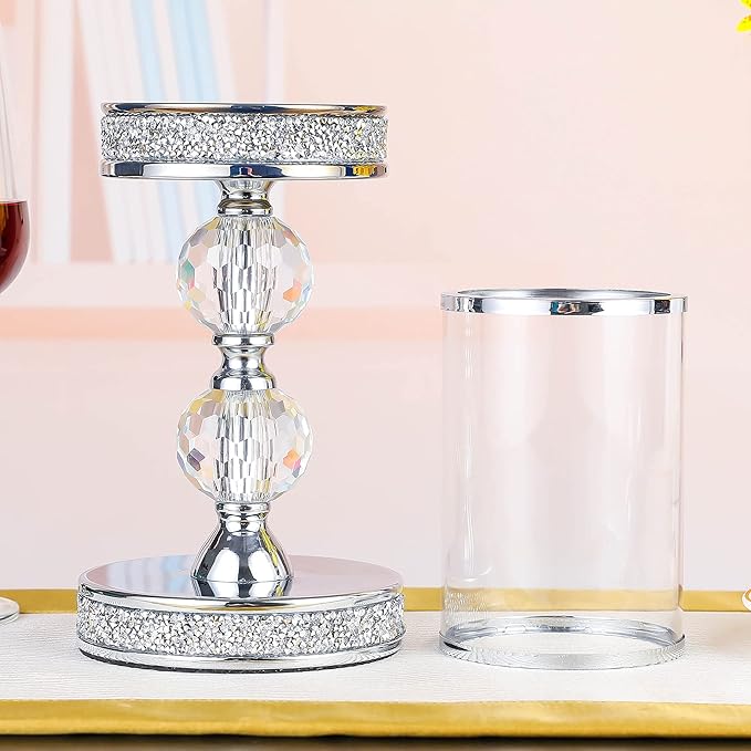 Candle Holders for Pillar Candle, Pillar Crystal Candle Holders, Candlesticks Holder for Wedding, Dining Coffee Table, Centerpieces, Home Decor CH00XM-Ruum Studio Home