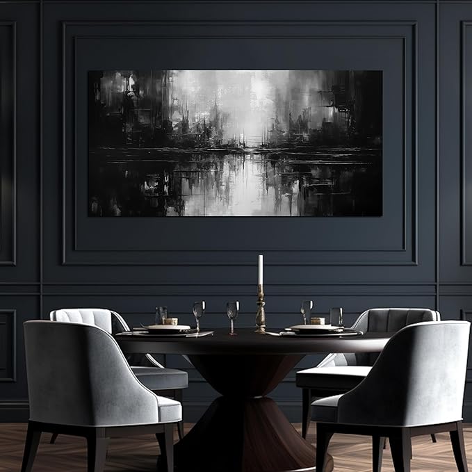 Large Abstract Canvas Wall Art for Living Room Large Size,Black and White Pictures Wall Art for Office 29 x 59 Inch-Ruum Studio Home