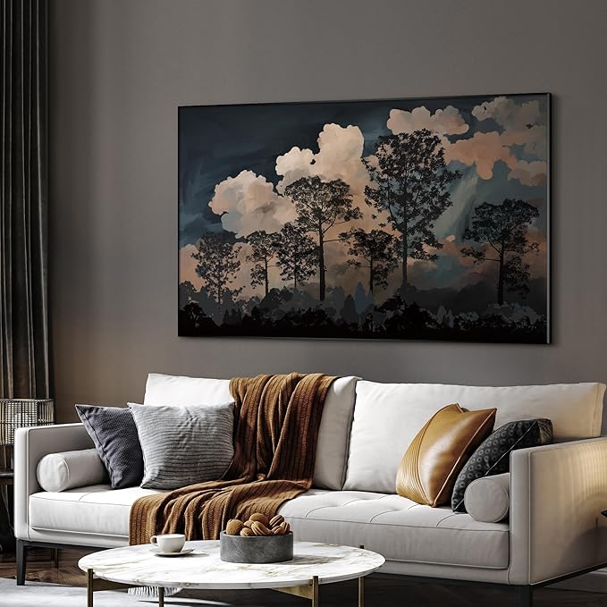 SIGNWIN 30"x60" Extra Large Framed Wall Art Silhouetted Trees at Dusk, Dramatic Forest and Cloudscape for Home Living Room Bedroom Decor (Frame Assembly Required)-Ruum Studio Home
