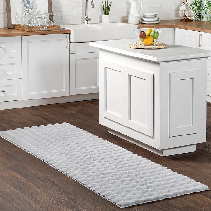nuLOOM Jeni Solid Faux Rabbit Machine Washable Runner Rug, 2' 6" x 10', Silver-Ruum Studio Home