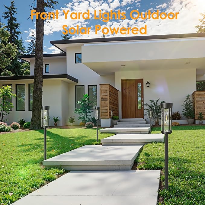 Solar Pathway Lights Outdoor: 8 Pack Upgraded Solar Lights Outdoor Waterproof - Up to 15 Hrs Bright Modern Path Light for Garden Yard Patio Driveway Walkway Sidewalk Landscape Lighting Outside Decor-Ruum Studio Home