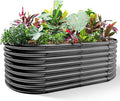 Land Guard Galvanized Raised Garden Bed, 8x4x2ft Planter Boxes Outdoor, Oval Larger Metal Planter Boxes for Vegetables, Fruits, Flowers (Grey)-Ruum Studio Home