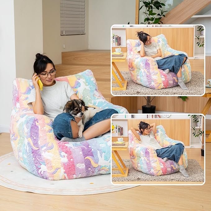 Recaceik Bean Bag Chair, Bean Bag Sofa Chair with Armrests Stuffed High-Density Foam, Lazy Sofa Comfy Chairs BeanBag Chair for Adults in Living Room,Bedroom Reading-Ruum Studio Home