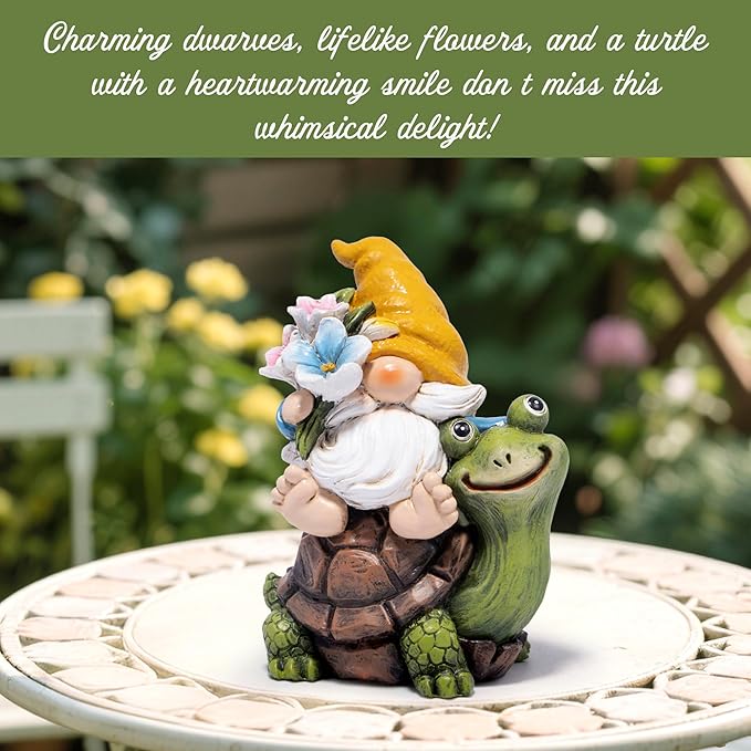 Hodao Spring Garden Gnome Decoration Flower Animal Ornaments Decor Gifts Spring Gnomes for Garden Decorations Summer Elf Figurine Gifts for Mom Outdoor Decor (Yellow)-Ruum Studio Home