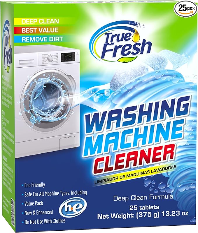 True Fresh Washing Machine Cleaner Tablets – 25-Pack Deep Cleaning for Front Loader, Top Load & HE Washers – Helps Remove Odor-Causing Residues, Pet Hair & Hard Water Buildup – Septic Safe-Ruum Studio Home