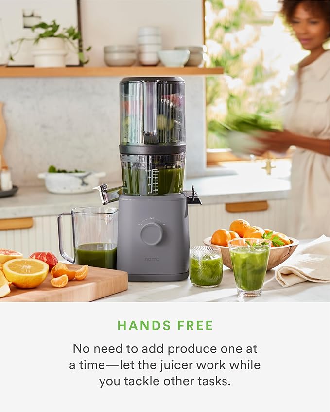 Nama J2 Cold Press Juicer – Self Feeding for Hands-Free Operation with Wide Mouth Hopper for Whole Recipe Loading, Zero Waste Masticating Juicer For More Juice, Less Pulp – Easy Cleanup & Assembly-Ruum Studio Home