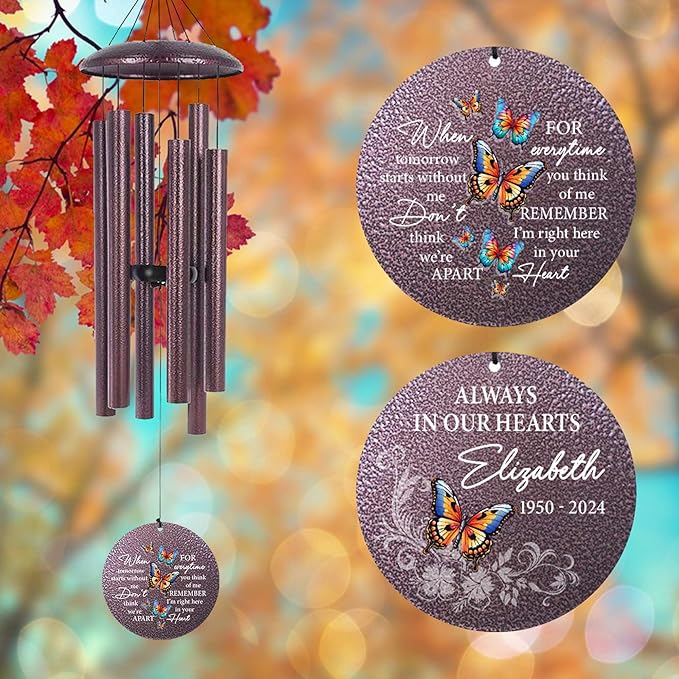 ASTARIN 36" Large Deep Tone Personalized Sympathy Wind Chimes, Memorial Wind Chime for Loss of Mother Father Loved One, Bereavement Gifts Decor Outdoor Patio Garden Graveyard-Ruum Studio Home