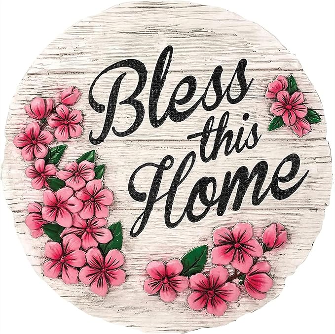 Spoontiques - Garden Décor - Bless This Home Stepping Stone - Decorative Stone for Garden-Ruum Studio Home