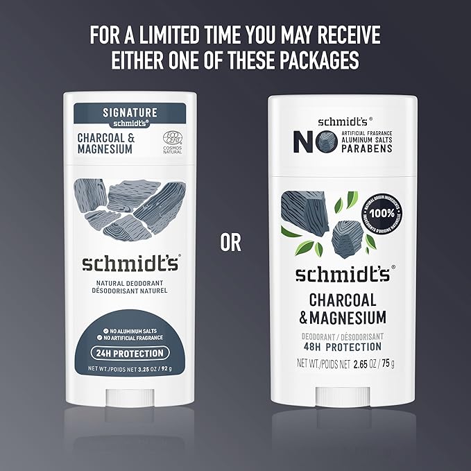 Schmidt's Aluminum-Free Vegan Deodorant Charcoal & Magnesium with 24 Hour Odor Protection, for Women and Men, Natural Ingredients, Cruelty-Free, 2.65 oz-Ruum Studio Home