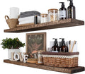 BGMG Floating Shelves 36 inch Long, Distressed,Wide Rustic Wooden Wall Shelves for Bathroom Living Room Bedroom Kitchen Farmhouse Set of 2-36x6.7x1.25 inch-Distressed Walnut-Ruum Studio Home