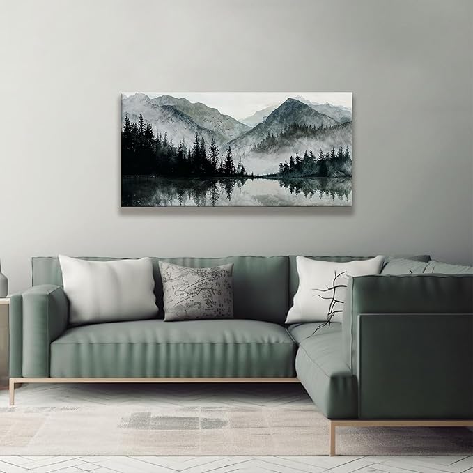 TAIJXAGSG Canvas Wall Art Decor Prints Natural Modern Wall Art Landscape Wall Decorations Mountain Lake View Artwork Pictures For Bedroom Kitchen Office Apartment Decorations 20"×40"-Ruum Studio Home