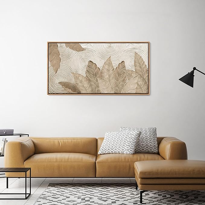 Minimalist & Modern Art for Bedroom Decor Framed Abstract Artwork for Walls Neutral & Contemporary Beige Wall art - Artwork for Living Room and Boho Style Large Abstract Wall Art 20×40IN-Ruum Studio Home
